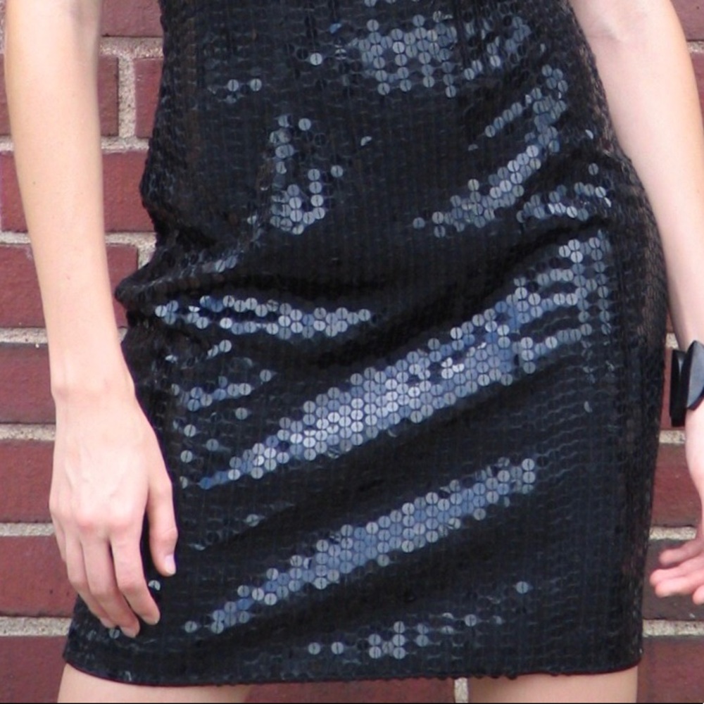Vintage Black Sequined Cocktail Dress - Picture 3 of 8